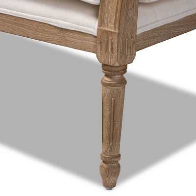 Clemence Upholstered Whitewashed Wood Sofa Loveseat Ivory/Oak - Baxton Studio 6 Clemence Upholstered Whitewashed Wood Sofa Loveseat Ivory/Oak - Baxton Studio - Image 4