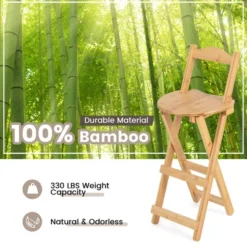 Costway Set Of 4 Bamboo Folding Barstools Counter Height Dining Chairs Installation Free -Featured Furniture Stores GUEST 06e445d6 dc25 4846 8f81 ef7d506d76ca