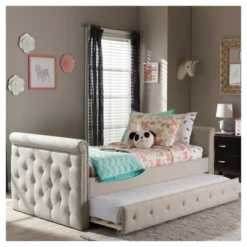 Twin Swanson Modern And Contemporary Fabric Tufted Daybed With Roll-Out Trundle Guest Bed - Baxton Studio 23 Twin Swanson Modern And Contemporary Fabric Tufted Daybed With Roll-Out Trundle Guest Bed - Baxton Studio -Featured Furniture Stores GUEST 071251a6 a6c9 4c2d 94aa c447872bb2b4