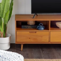 Cara 3 Drawer Mid-Century Modern 3 Drawer TV Stand For TVs Up To 80" - Saracina Home 24 Cara 3 Drawer Mid-Century Modern 3 Drawer TV Stand For TVs Up To 80" - Saracina Home -Featured Furniture Stores GUEST 0824ed10 634d 442e 93d1 6435deb8cb30