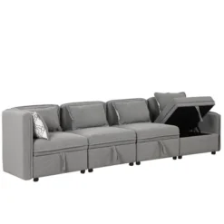 122.8" Minimalist Convertible Modular Sofa, Upholstered Sectional Sofa Couch With 5 Pillows-ModernLuxe 23 122.8" Minimalist Convertible Modular Sofa, Upholstered Sectional Sofa Couch With 5 Pillows-ModernLuxe -Featured Furniture Stores GUEST 0b88129f dce1 47fc 9ec4 c57992a409e8