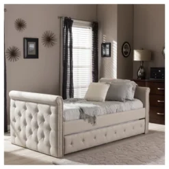 Twin Swanson Modern And Contemporary Fabric Tufted Daybed With Roll-Out Trundle Guest Bed - Baxton Studio 24 Twin Swanson Modern And Contemporary Fabric Tufted Daybed With Roll-Out Trundle Guest Bed - Baxton Studio -Featured Furniture Stores GUEST 0e69de2d 0af5 4166 91e8 a952dc6bc9d4