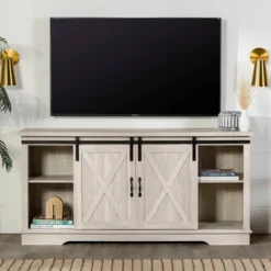Modern Transitional Sliding Barndoor TV Stand For TVs Up To 65"- Saracina Home -Featured Furniture Stores GUEST 0fb4c269 34db 4148 b22d a4215d039ada