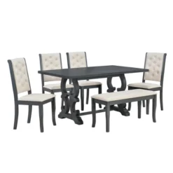6 PCS Retro Dining Set With Unique-designed Table And Upholstered Chair-ModernLuxe 18 6 PCS Retro Dining Set With Unique-designed Table And Upholstered Chair-ModernLuxe -Featured Furniture Stores GUEST 144b2e82 beff 4f59 aab3 7cc9f823a4d3