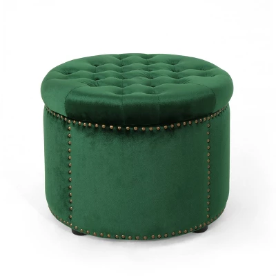 Tiernan Glam Velvet Tufted Ottoman - Christopher Knight Home 8 Tiernan Glam Velvet Tufted Ottoman - Christopher Knight Home - Image 6