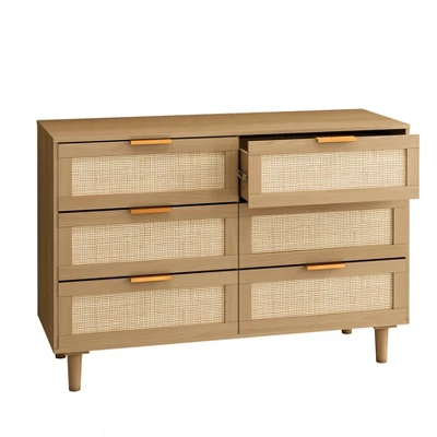 43.31" 6-Drawer Rattan Dresser For Living Room And Bedroom - ModernLuxe 6 43.31" 6-Drawer Rattan Dresser For Living Room And Bedroom - ModernLuxe - Image 4