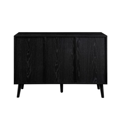 Modern Boho Wood And Rattan Storage Sideboard Black - Saracina Home 6 Modern Boho Wood And Rattan Storage Sideboard Black - Saracina Home - Image 4