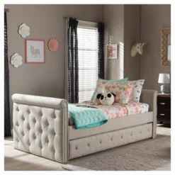 Twin Swanson Modern And Contemporary Fabric Tufted Daybed With Roll-Out Trundle Guest Bed - Baxton Studio 22 Twin Swanson Modern And Contemporary Fabric Tufted Daybed With Roll-Out Trundle Guest Bed - Baxton Studio -Featured Furniture Stores GUEST 2e28e254 e987 4a12 9f27 e068e788717c