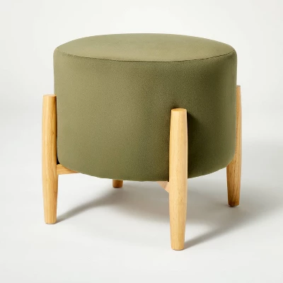 Elroy Round Velvet Ottoman With Wooden Legs - Threshold™ Designed With Studio McGee 4 Elroy Round Velvet Ottoman With Wooden Legs - Threshold™ Designed With Studio McGee - Image 2