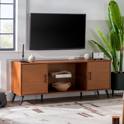 2 Door Mid-Century Modern Wood Storage TV Stand For TVs Up To 65" - Saracina Home 11 2 Door Mid-Century Modern Wood Storage TV Stand For TVs Up To 65" - Saracina Home - Image 9
