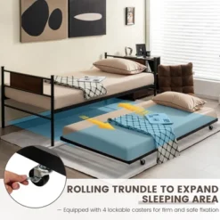 Costway Twin 2-In-1 Daybed Frame With Trundle Bed Set Steel Platform Sofa Bed Black 13 Costway Twin 2-In-1 Daybed Frame With Trundle Bed Set Steel Platform Sofa Bed Black -Featured Furniture Stores GUEST 3c505ce9 6484 414c a870 00679bc93d3c