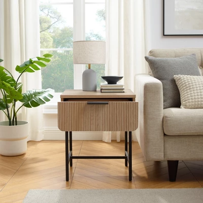 Modern Reeded 1 Drawer Side Table - Saracina Home 7 Modern Reeded 1 Drawer Side Table - Saracina Home - Image 5