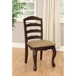 Set Of 2 Danburn Floral Accented Ladder Back Side Chair Dark Walnut - HOMES: Inside + Out