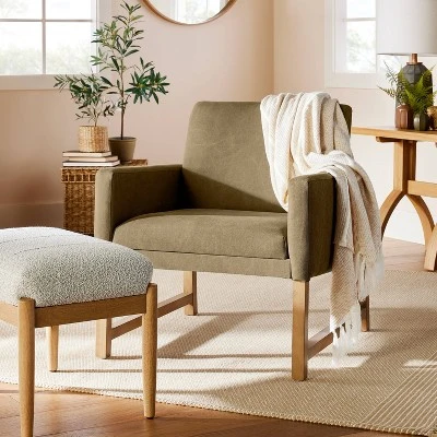 Canvas Upholstered Accent Arm Chair - Khaki - Hearth & Hand™ With Magnolia 3 Canvas Upholstered Accent Arm Chair - Khaki - Hearth & Hand™ With Magnolia