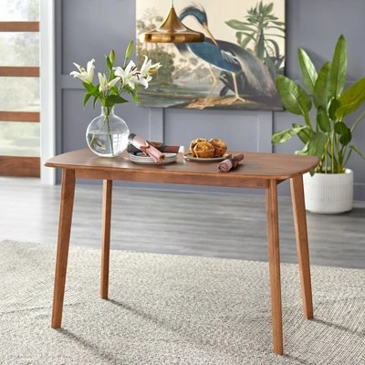 4pc Nettie Mid-Century Modern Dining Set With Bench Walnut/Teal - Buylateral 4 4pc Nettie Mid-Century Modern Dining Set With Bench Walnut/Teal - Buylateral - Image 2