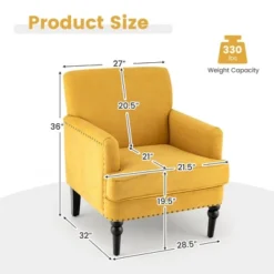 Tangkula Set Of 2 Modern Accent Chair Upholstered Sofa Chair W/ Rubber Wood Legs Yellow 13 Tangkula Set Of 2 Modern Accent Chair Upholstered Sofa Chair W/ Rubber Wood Legs Yellow -Featured Furniture Stores GUEST 59a0fbbd c8d4 4381 9b84 49c42ed1e4f6