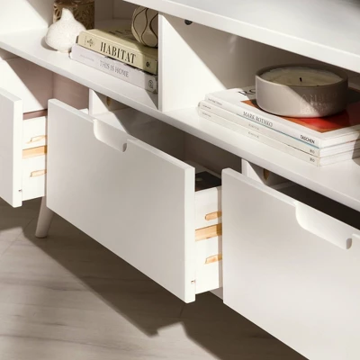 Cara Mid-Century Modern 3 Drawer Corner TV Stand For TVs Up To 58" - Saracina Home 13 Cara Mid-Century Modern 3 Drawer Corner TV Stand For TVs Up To 58" - Saracina Home - Image 11