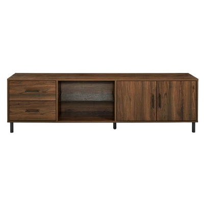Sana Modern Triple Storage TV Stand For TVs Up To 80" Dark Walnut - Saracina Home 3 Sana Modern Triple Storage TV Stand For TVs Up To 80" Dark Walnut - Saracina Home