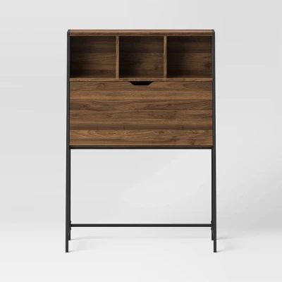 Loring Wood Secretary Desk With Hutch And Charging Station Walnut - Threshold™ 4 Loring Wood Secretary Desk With Hutch And Charging Station Walnut - Threshold™ - Image 2