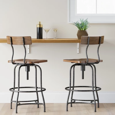 Woodsboro Adjustable Barstool Brown - Threshold™ 3 Woodsboro Adjustable Barstool Brown - Threshold™