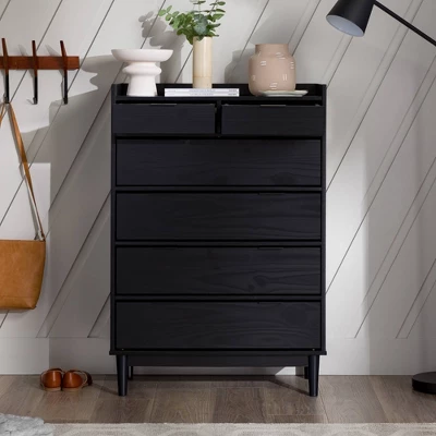 Mid-Century Modern Solid Wood 6 Drawer Vertical Dresser - Saracina Home 10 Mid-Century Modern Solid Wood 6 Drawer Vertical Dresser - Saracina Home - Image 8