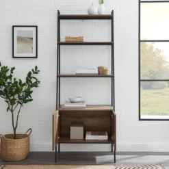 72" Open Shelf And Closed Storage Cabinet Ladder Bookcase - Saracina Home 18 72" Open Shelf And Closed Storage Cabinet Ladder Bookcase - Saracina Home -Featured Furniture Stores GUEST 6884917e 6feb 464d 9a56 e3dd05df4cc1