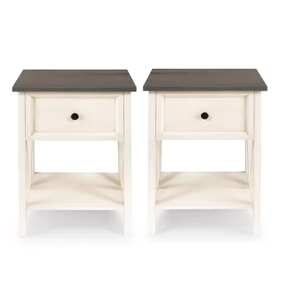 Set Of 2 Farmhouse Single Drawer V Frame Nightstands - Saracina Home 14 Set Of 2 Farmhouse Single Drawer V Frame Nightstands - Saracina Home - Image 12