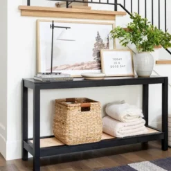 Console Table With Woven Rattan Shelf Black - Threshold™ Designed With Studio McGee -Featured Furniture Stores GUEST 6e7f68b7 50c5 44c5 965d a4d52aa919cd