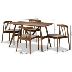 5pc Wyatt Midcentury Modern Walnut Wood Dining Set Beige/Brown - Baxton Studio 17 5pc Wyatt Midcentury Modern Walnut Wood Dining Set Beige/Brown - Baxton Studio -Featured Furniture Stores GUEST 70d31893 4b7e 44ea 8caf 409763495337