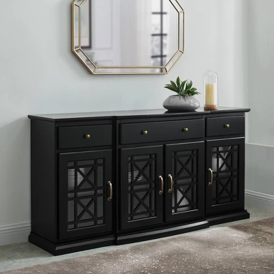Selma Transitional 3 Tiered Ornate Fretwork Door Sideboard - Saracina Home 3 Selma Transitional 3 Tiered Ornate Fretwork Door Sideboard - Saracina Home