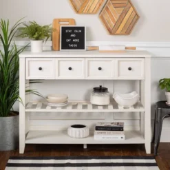 48" Farmhouse Solid Wood 2 Drawer Buffet White - Saracina Home -Featured Furniture Stores GUEST 74221852 8081 4d81 9b5e 8d800e9648bf