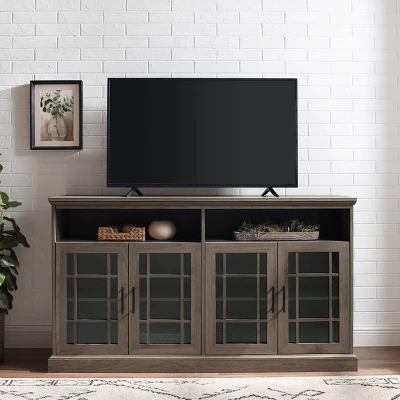 Transitional 4 Door Windowpane TV Stand For TVs Up To 65" - Saracina Home 4 Transitional 4 Door Windowpane TV Stand For TVs Up To 65" - Saracina Home - Image 2