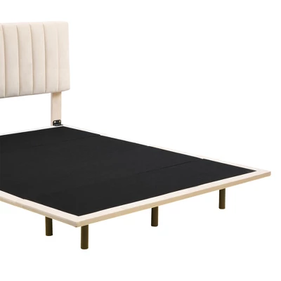 Queen Size Upholstered Floating Velvet Platform Bed With Sensor Light And Headboard-ModernLuxe 10 Queen Size Upholstered Floating Velvet Platform Bed With Sensor Light And Headboard-ModernLuxe - Image 8