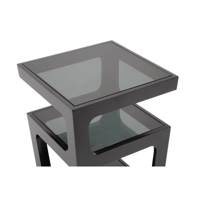 Clara Modern End Table With 3 Tieglass Shelves Black - Baxton Studio 4 Clara Modern End Table With 3 Tieglass Shelves Black - Baxton Studio - Image 2