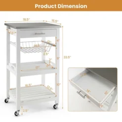 Costway Compact Kitchen Island Cart Rolling Service Trolley With Stainless Steel Top Basket 12 Costway Compact Kitchen Island Cart Rolling Service Trolley With Stainless Steel Top Basket -Featured Furniture Stores GUEST 76e5946d 2711 4c3b a49c 74044f62ac28