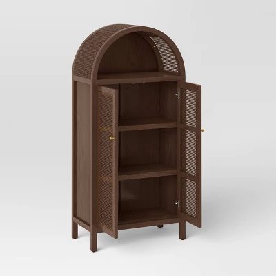Woven Arched Wood Cabinet - Threshold™ 4 Woven Arched Wood Cabinet - Threshold™ - Image 2