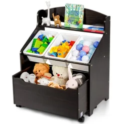 Costway Kids Wooden Toy Storage Unit Organizer W/Rolling Toy Box & Plastic Bins NaturalEspresso 22 Costway Kids Wooden Toy Storage Unit Organizer W/Rolling Toy Box & Plastic Bins NaturalEspresso -Featured Furniture Stores GUEST 80f5cdc8 b56c 40a6 9518 1678a6f77403