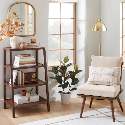 40" 4-Shelf Wood & Cane Transitional Ladder Bookshelf - Brown - Hearth & Hand™ With Magnolia 2 40" 4-Shelf Wood & Cane Transitional Ladder Bookshelf - Brown - Hearth & Hand™ With Magnolia