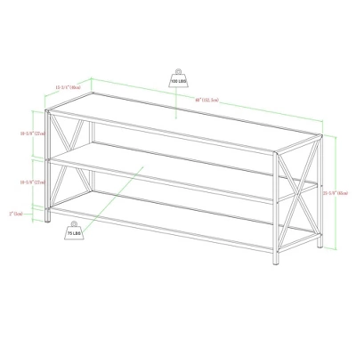 Modern Industrial X Frame Metal And Wood Media Bookshelf - Saracina Home 8 Modern Industrial X Frame Metal And Wood Media Bookshelf - Saracina Home - Image 6