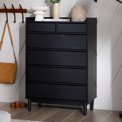 Mid-Century Modern Solid Wood 6 Drawer Vertical Dresser - Saracina Home 3 Mid-Century Modern Solid Wood 6 Drawer Vertical Dresser - Saracina Home