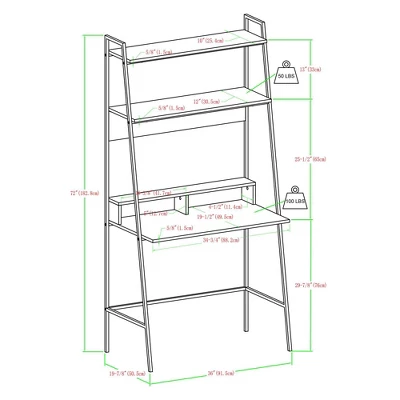 36" Writing Desk With Open Storage Ladder Bookshelf - Saracina Home 11 36" Writing Desk With Open Storage Ladder Bookshelf - Saracina Home - Image 9