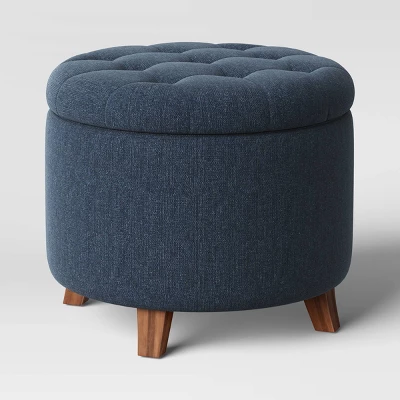 Tufted Round Storage Ottoman - Threshold 4 Tufted Round Storage Ottoman - Threshold - Image 2