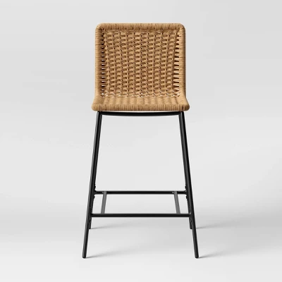 Wasson Woven Metal Leg Counter Height Barstool Tan - Threshold™ 4 Wasson Woven Metal Leg Counter Height Barstool Tan - Threshold™ - Image 2