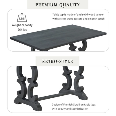 6 PCS Retro Dining Set With Unique-designed Table And Upholstered Chair-ModernLuxe 7 6 PCS Retro Dining Set With Unique-designed Table And Upholstered Chair-ModernLuxe - Image 5