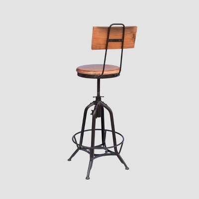Clarkson Modern Industrial Adjustable Barstool Natural/Black - Christopher Knight Home 4 Clarkson Modern Industrial Adjustable Barstool Natural/Black - Christopher Knight Home - Image 2