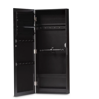 Pontus Wood Wall-Mountable Jewelry Armoire With Mirror - Baxton Studio 4 Pontus Wood Wall-Mountable Jewelry Armoire With Mirror - Baxton Studio - Image 2