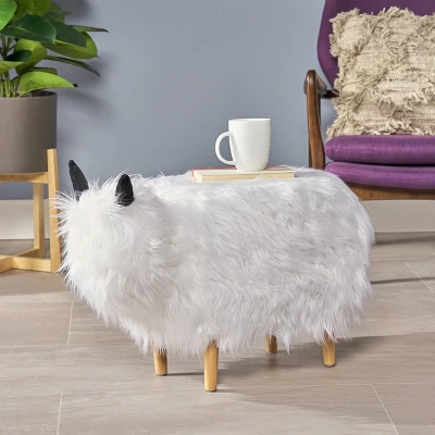 Levi Furry Yak Ottoman - Christopher Knight Home 3 Levi Furry Yak Ottoman - Christopher Knight Home