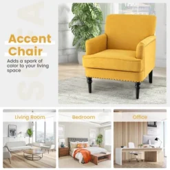 Tangkula Set Of 2 Modern Accent Chair Upholstered Sofa Chair W/ Rubber Wood Legs Yellow 14 Tangkula Set Of 2 Modern Accent Chair Upholstered Sofa Chair W/ Rubber Wood Legs Yellow -Featured Furniture Stores GUEST 9704762d fe40 4a81 84d6 7c6ae26dcb9b