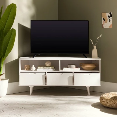 Cara Mid-Century Modern 3 Drawer Corner TV Stand For TVs Up To 58" - Saracina Home 21 Cara Mid-Century Modern 3 Drawer Corner TV Stand For TVs Up To 58" - Saracina Home - Image 19