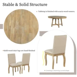 5 PCS Round Wood Extendable Dining Table Set With 4 Upholstered Dining Chairs-ModernLuxe 20 5 PCS Round Wood Extendable Dining Table Set With 4 Upholstered Dining Chairs-ModernLuxe -Featured Furniture Stores GUEST 9ac19d65 3748 4874 9cdb f877628812e6